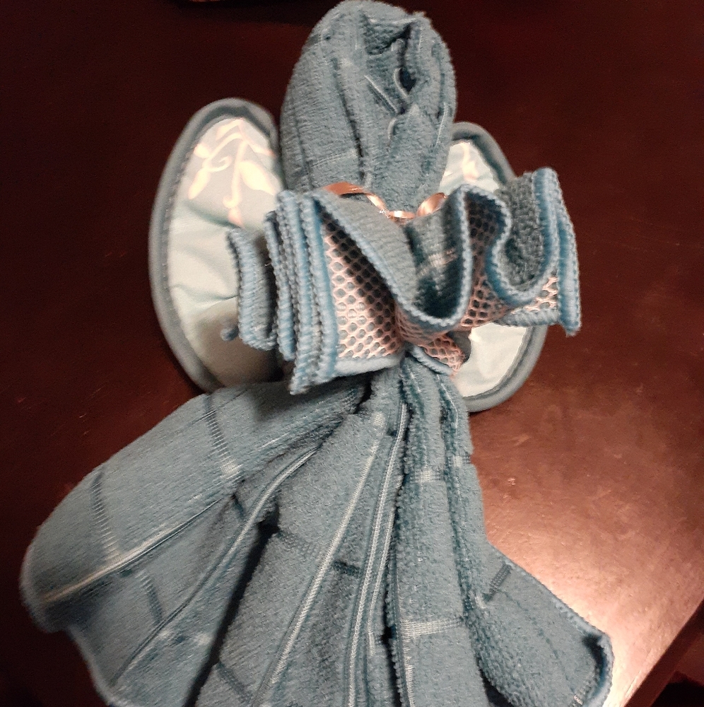 Teal Dish Towel Angel